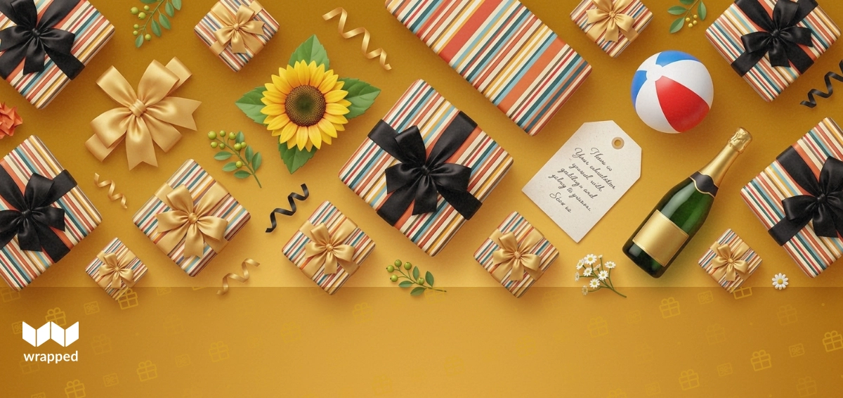 Gift notes with heartfelt messages spread across a table beside a wrapped Father's Day present