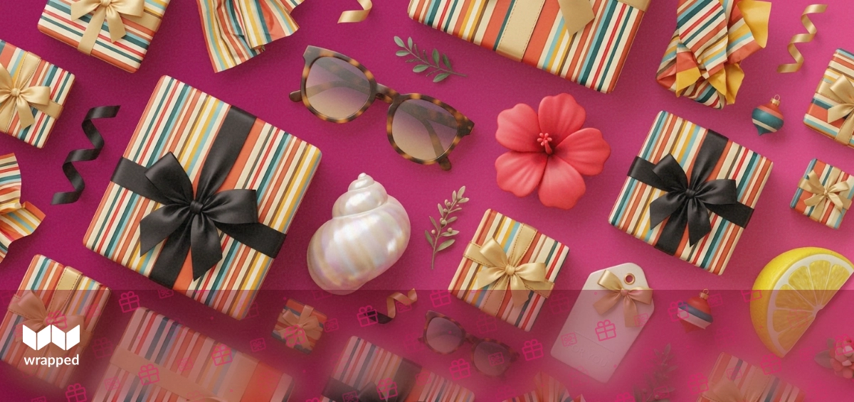 A world map with colorful gift boxes placed on different countries showing diverse gifting patterns