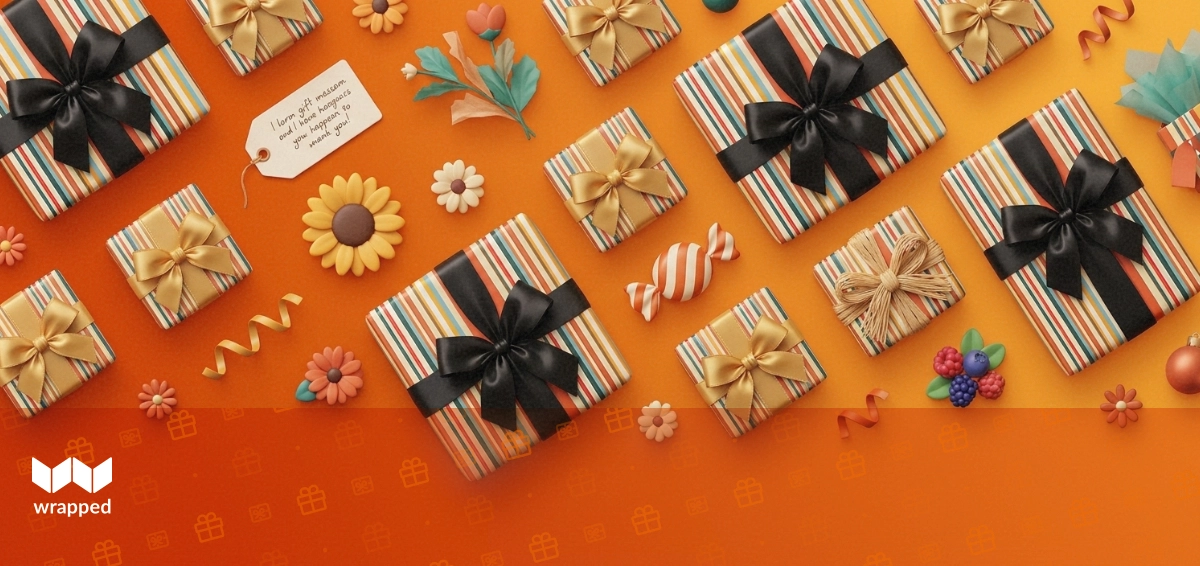 A handwritten gift note with a warm caring tone sitting beside a wrapped present on a table