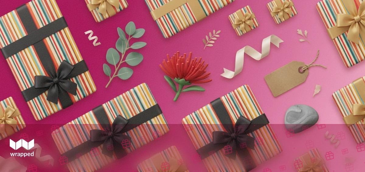 A wrapped gift with a handwritten note of comfort being prepared for shipping from New Zealand
