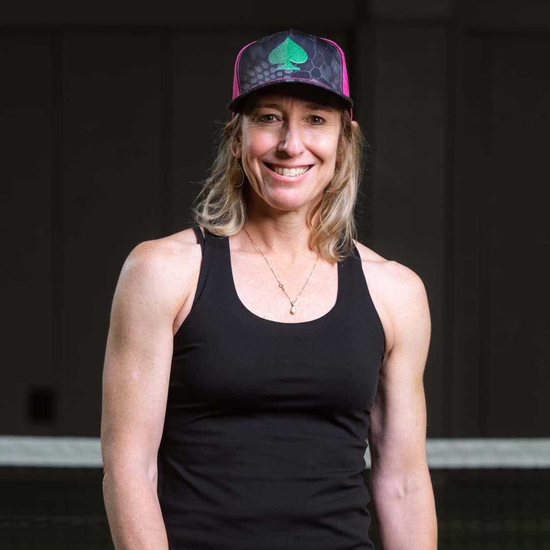 Profile picture of Jill Belyea wearing a black Atlantic City Aces hat and a black tanktop.