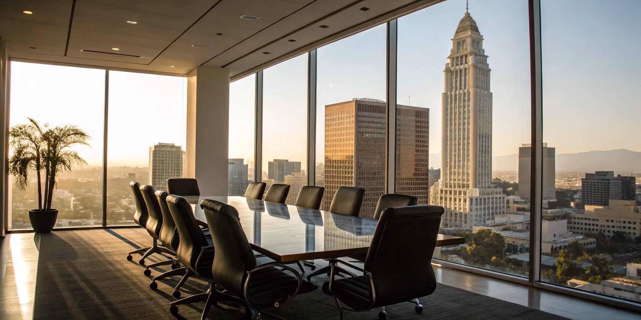 Full service architectural and construction company team planning a project in a modern conference room.