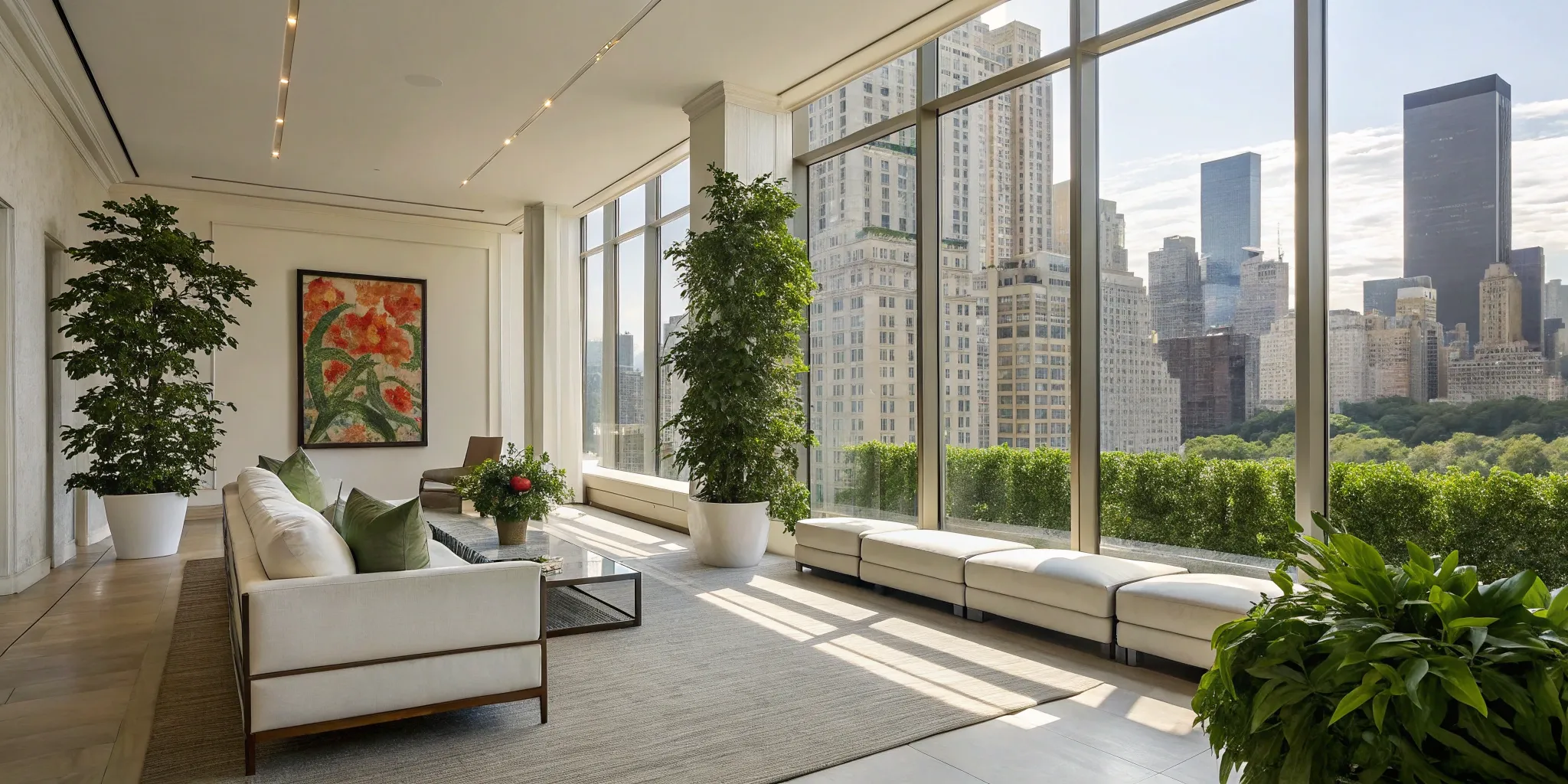 Modern architectural interior design with clean lines, natural light, and an open floor plan.