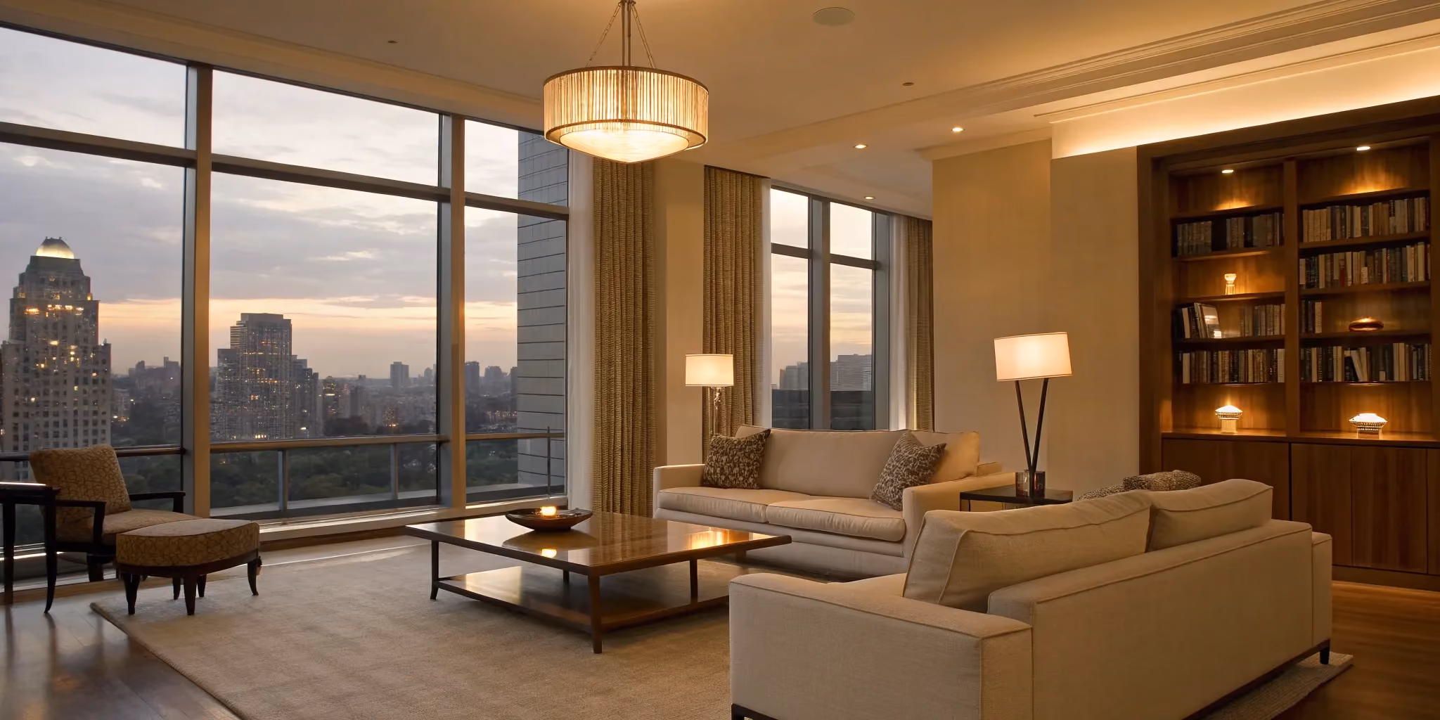 The living room of a modern custom home, a result of the design build process.