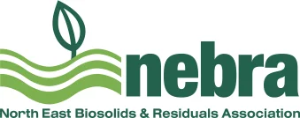 Nebra logo with green leaf and wavy lines representing North East Biosolids & Residuals Association.