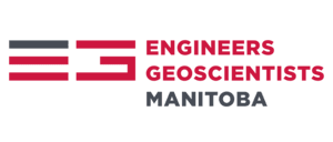 Logo with stylized letters E and G followed by Engineers Geoscientists Manitoba text.
