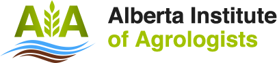 Logo of Alberta Institute of Agrologists with green and brown stylized design above the text.
