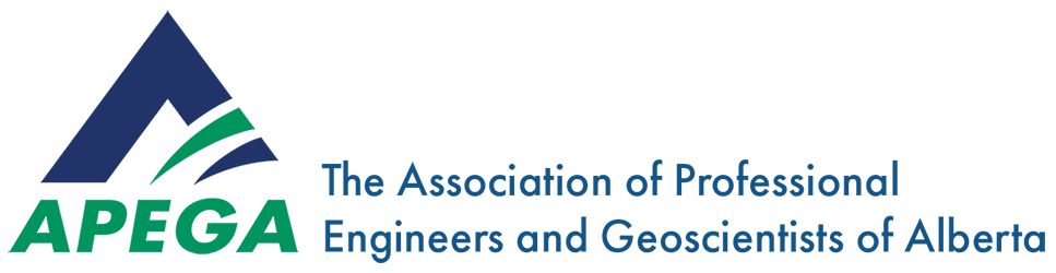 APEGGA logo with triangle graphic and text for Association of Professional Engineers and Geoscientists of Alberta.