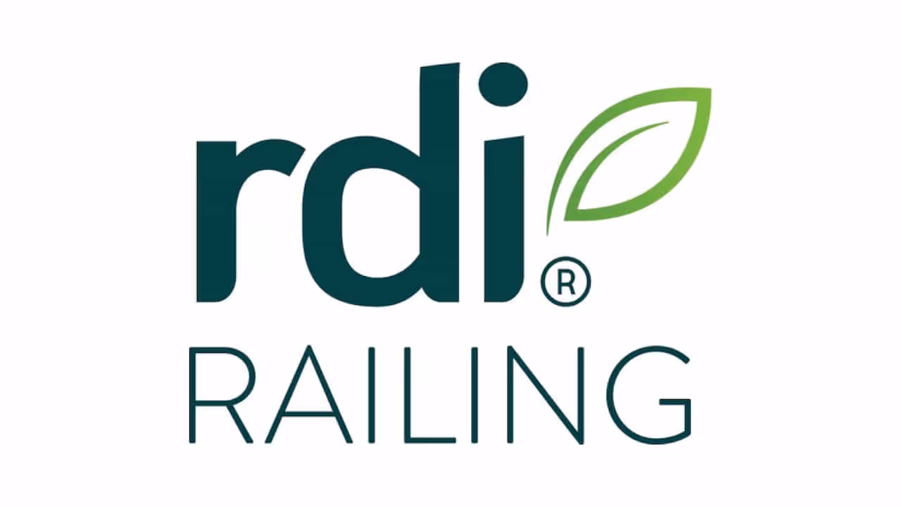 rdi RAILING logo with green leaf icon.