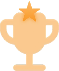 Orange trophy icon with two handles and a star on top.