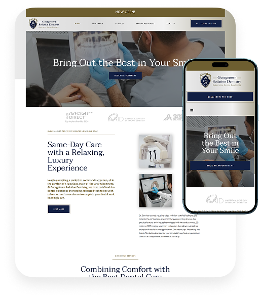 Georgetown Sedation Dentistry website on desktop and mobile