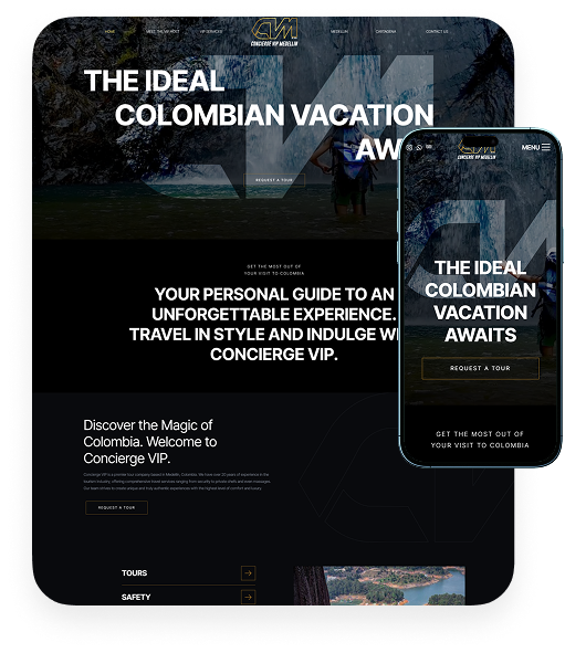 Concierge VIP website on desktop and mobile