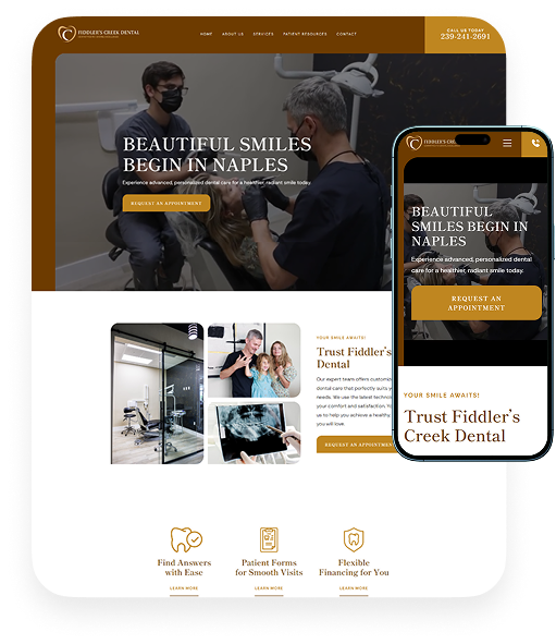 Fiddlers Creek Dental website on desktop and mobile