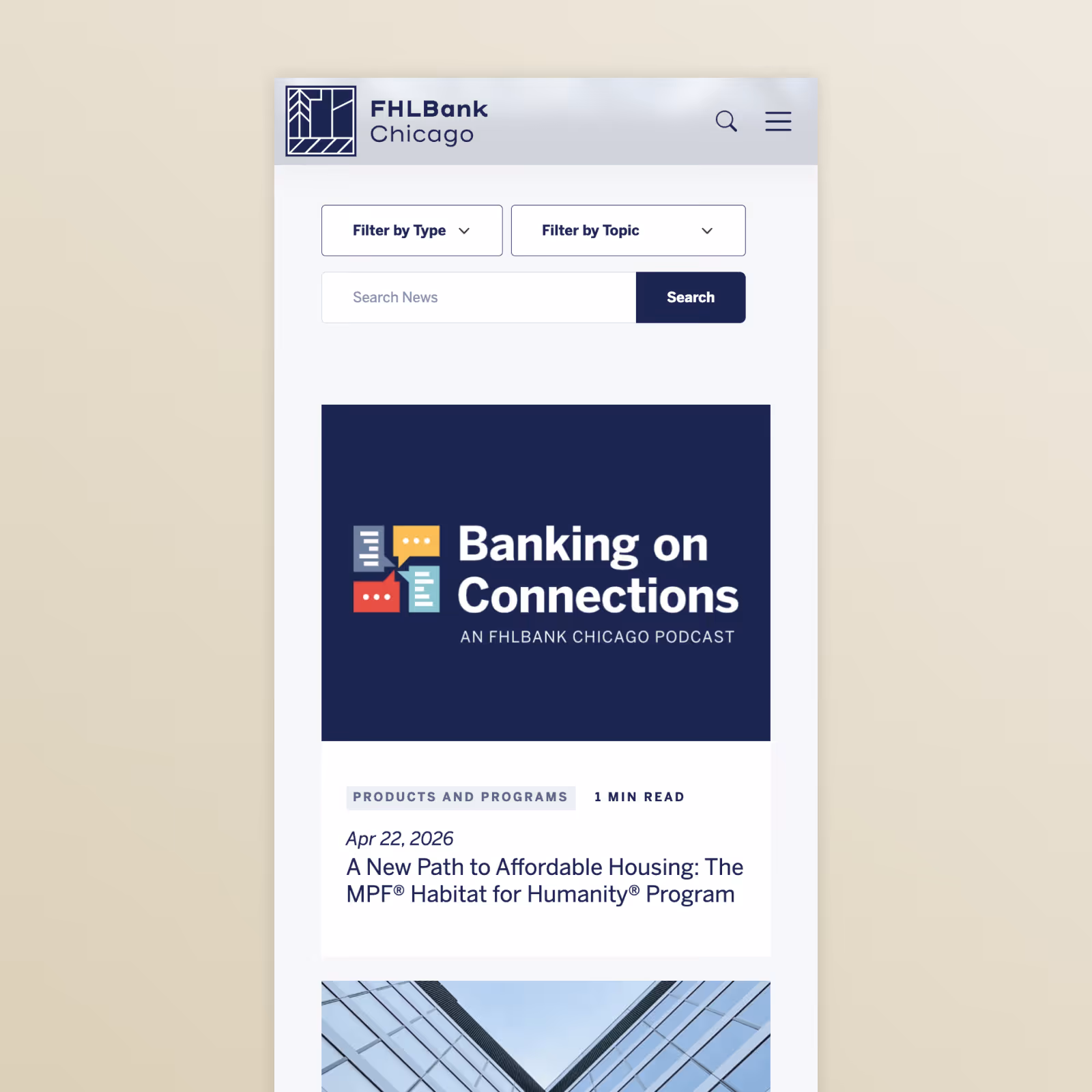 FHLBC news category mobile view