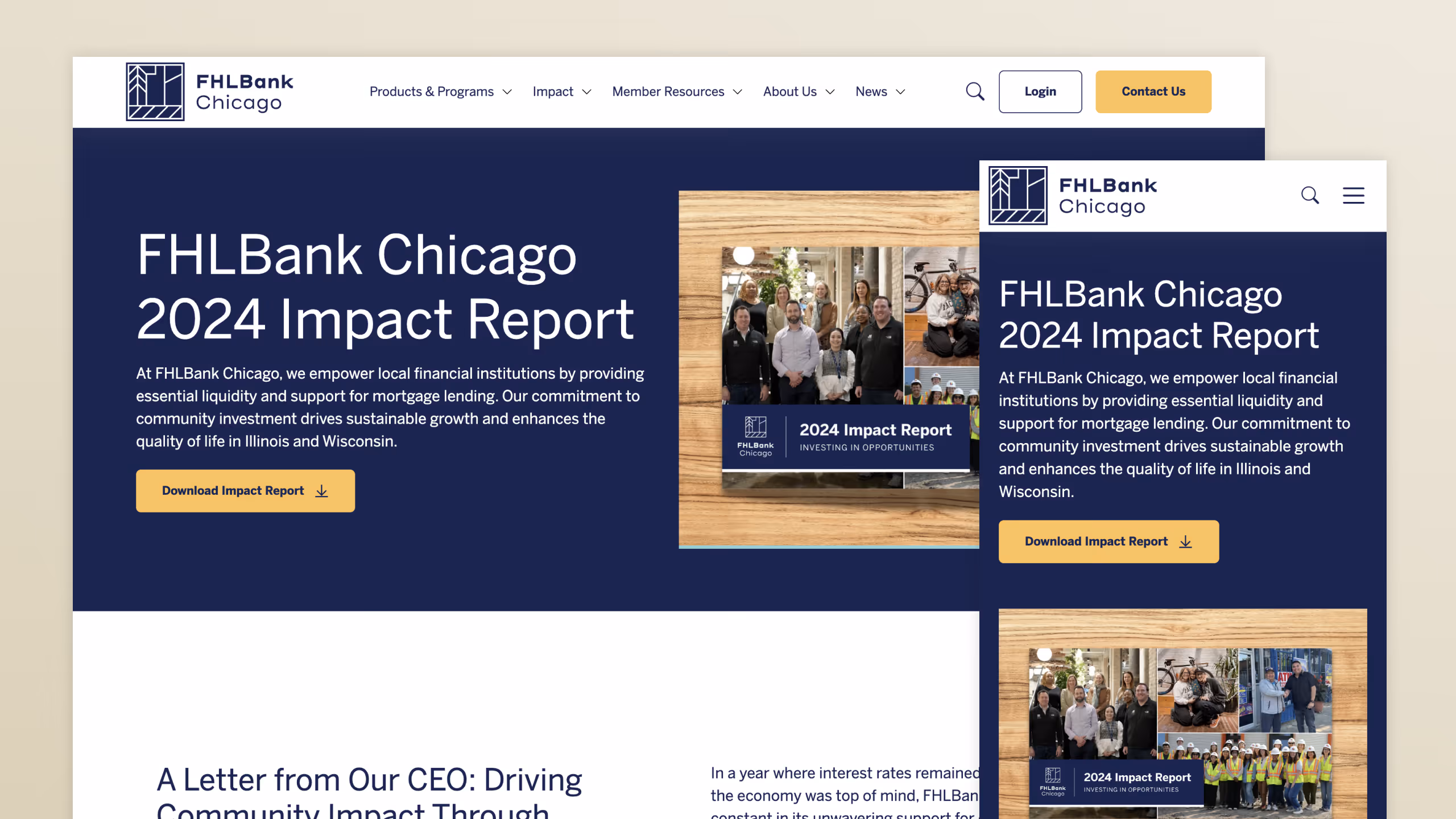 FHLBC Impact Report desktop and mobile view