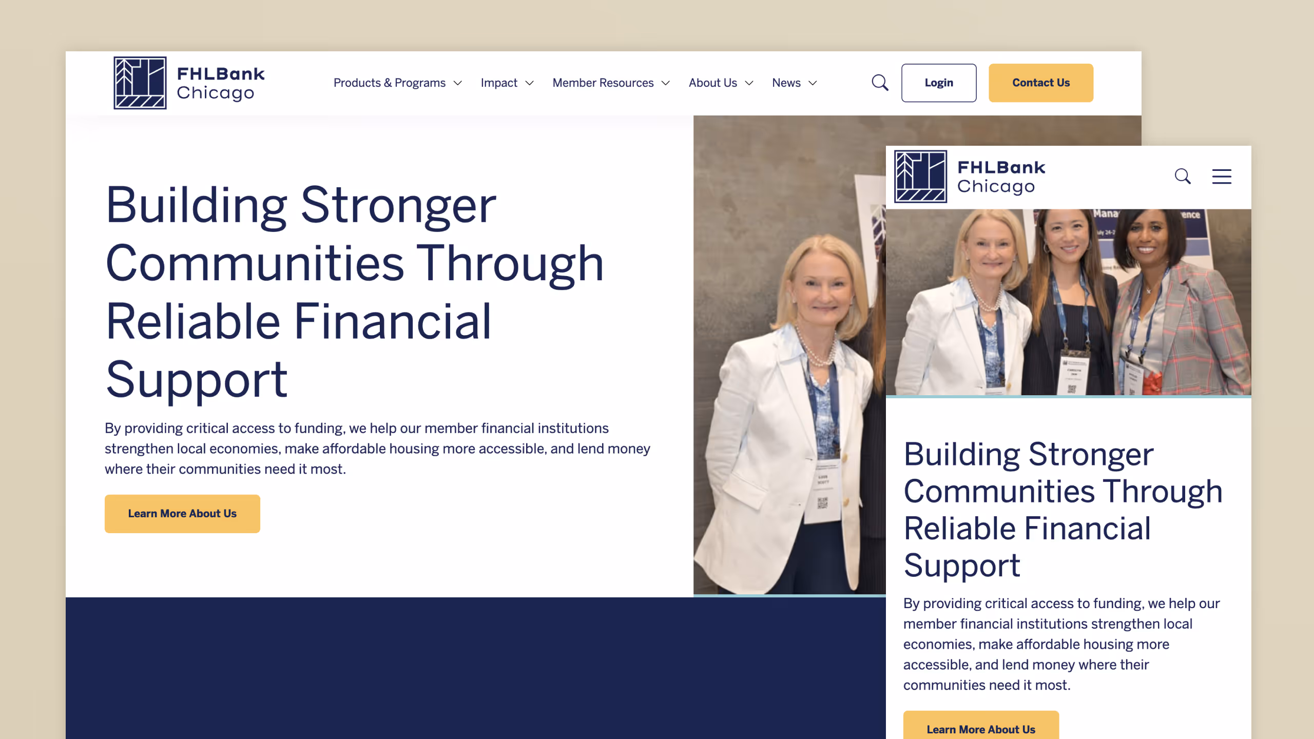 FHLBC homepage desktop and mobile view
