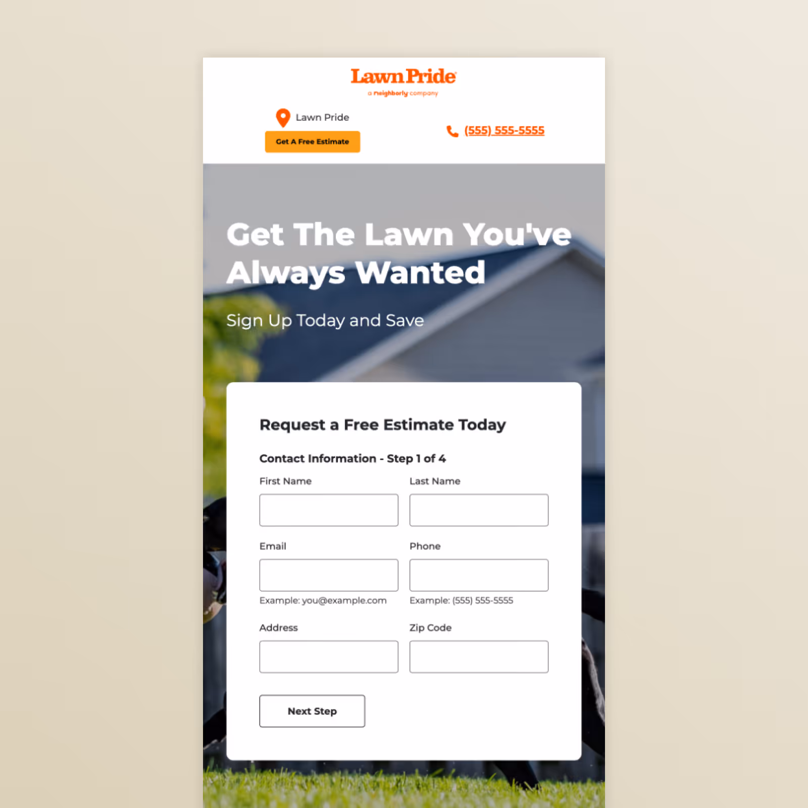 Lawn Pride landing page form