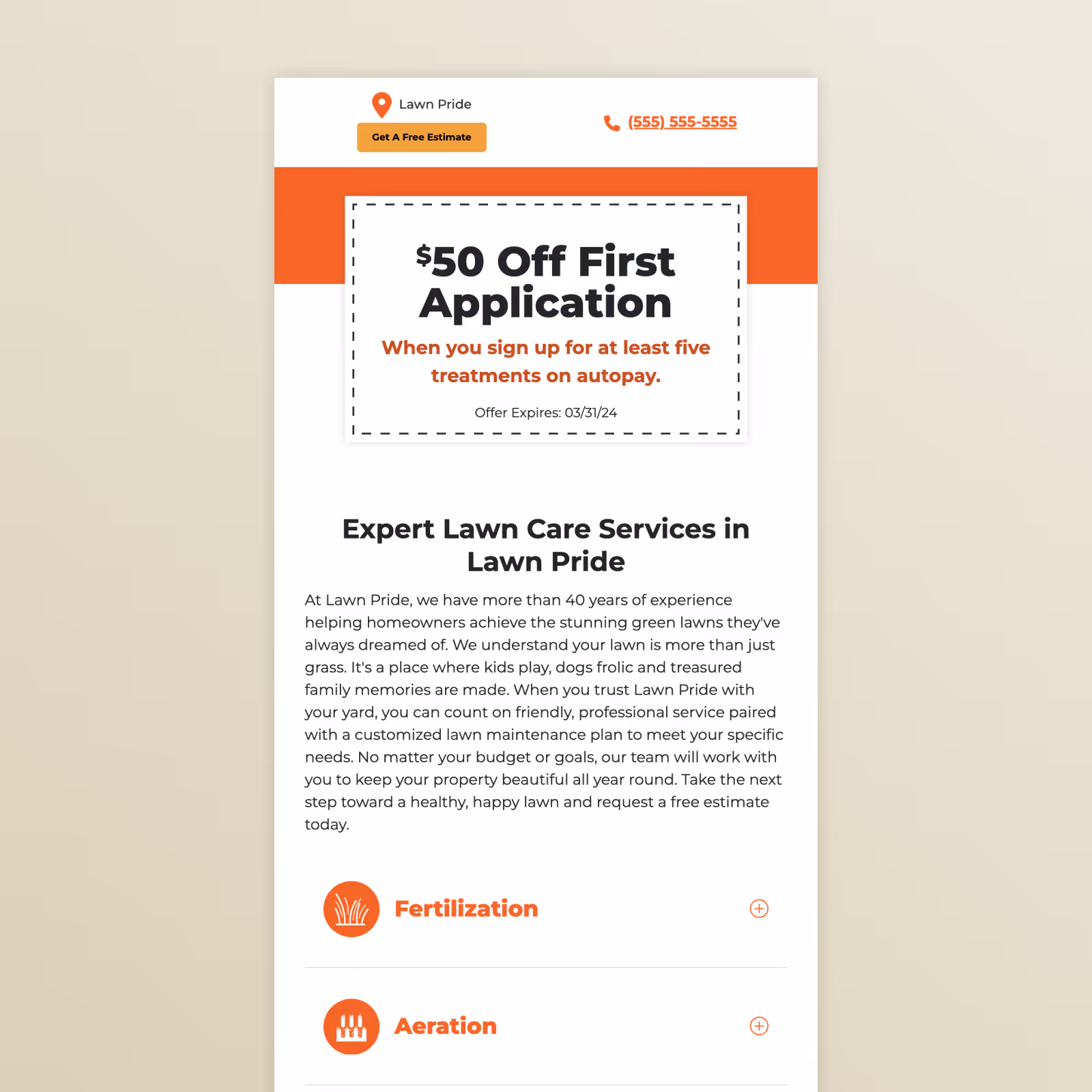 Lawn Pride coupon and services