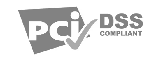 PCI DSS compliant logo with a checkmark symbol.