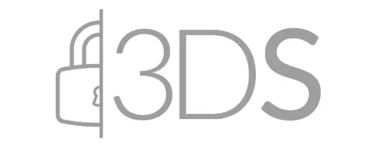 Icono de candado junto al texto 3DS en gris sobre fondo blanco.