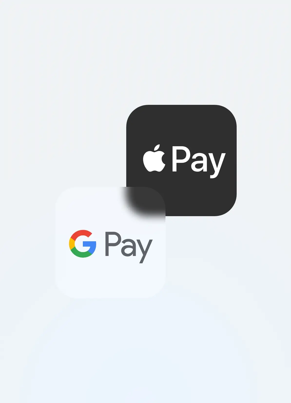 Iconos de Apple Pay y Google Pay para pagos digitales.