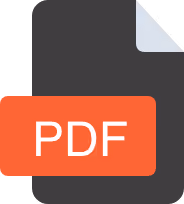 Icono de documento PDF con una esquina doblada y fondo negro con etiqueta roja PDF.