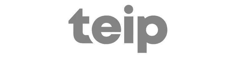Logotipo con las letras teip en minúsculas y estilo moderno gris oscuro.