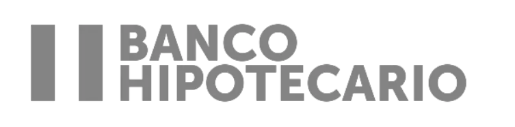 Logotipo de Banco Hipotecario con barras verticales a la izquierda del texto.