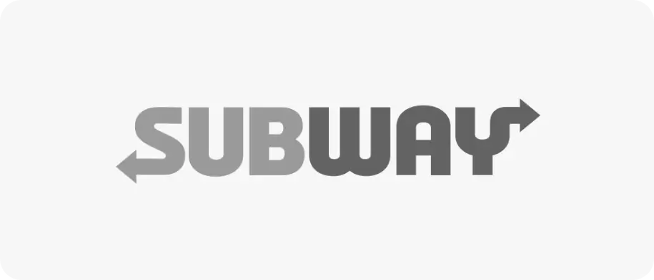 Logotipo de Subway con flecha hacia la izquierda en la S y flecha hacia la derecha en la Y.