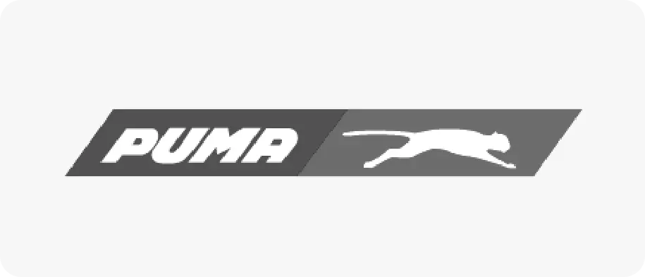 Logotipo de la marca deportiva PUMA con el nombre y un puma saltando.