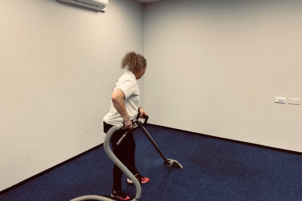 ACR Cleaning Ltd technician providing commercial carpet cleaning in Huntingdon. 