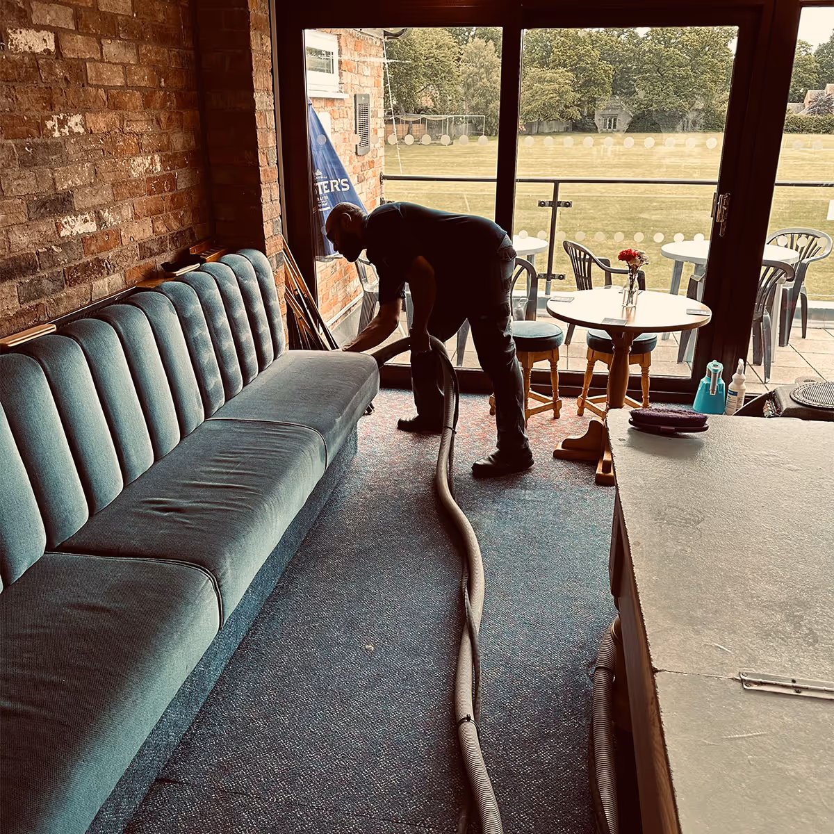 ACR Cleaning Ltd technician is providing commercial upholstery cleaning in Huntingdon.