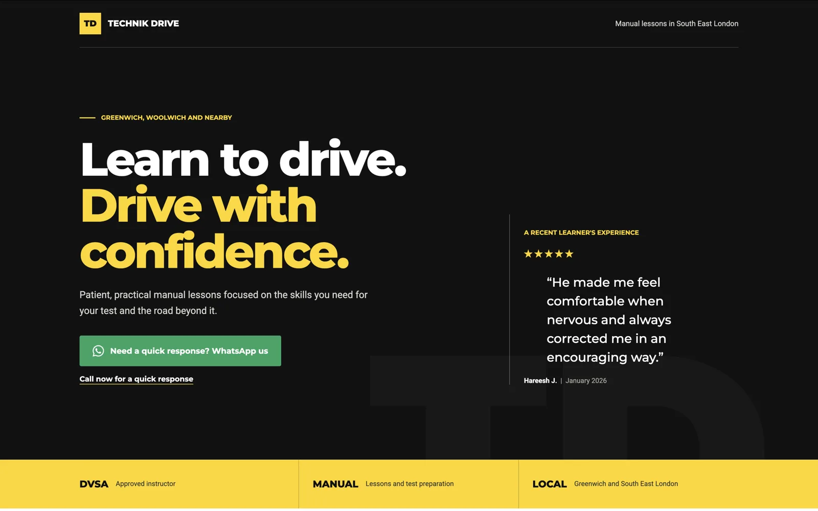 Technik Drive driving instructor website