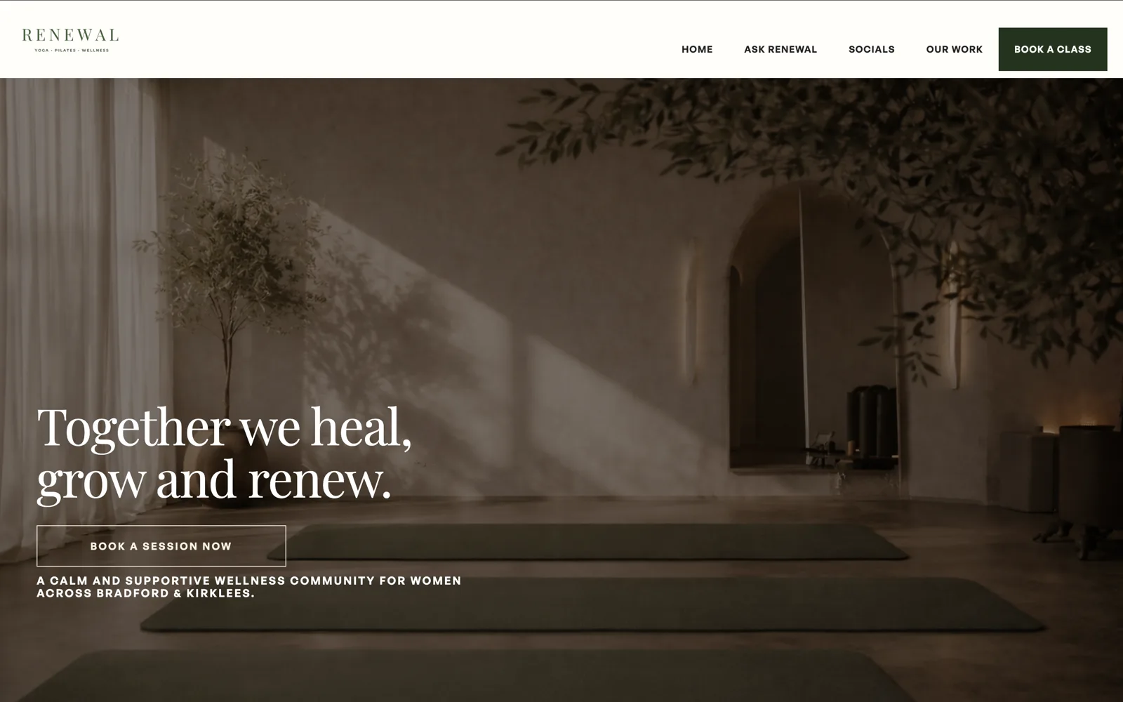 Renewal – yoga, pilates and wellness website