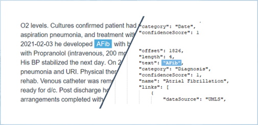 AI parses clinical text into a semi-structured data format
