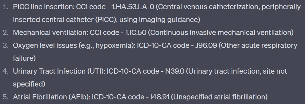 GPT-4 output for clinical coding