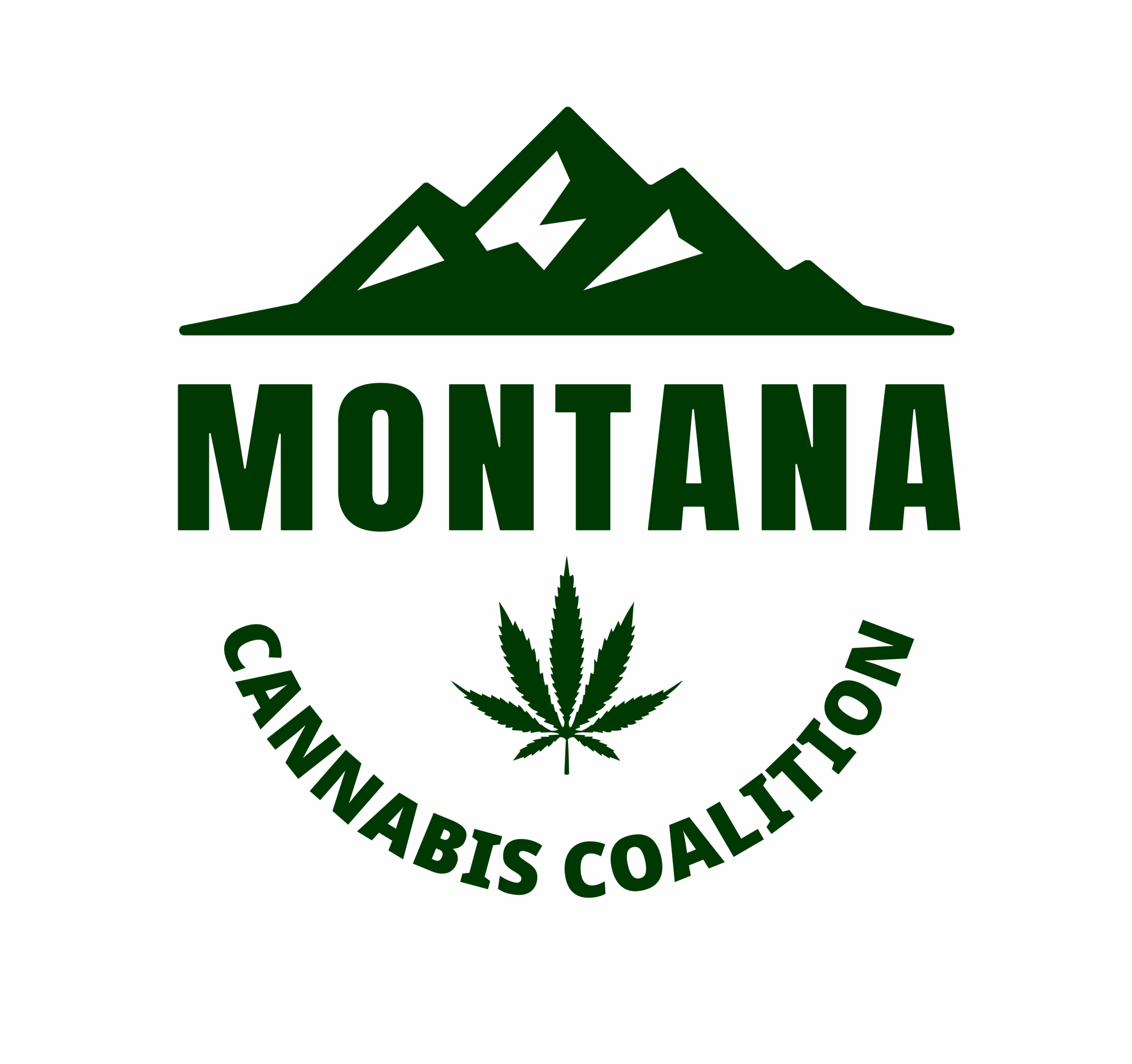 The Montana Cannabis Coalition logo. Green mountain above the word Montana. Below a single hemp plant image.