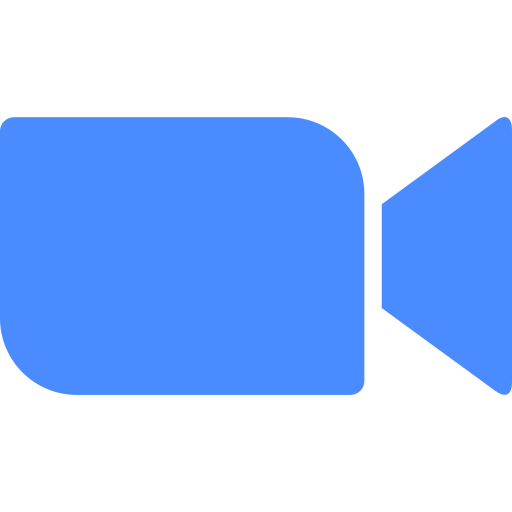 Zoom link icon. Blue video camera icon representing video recording or streaming.