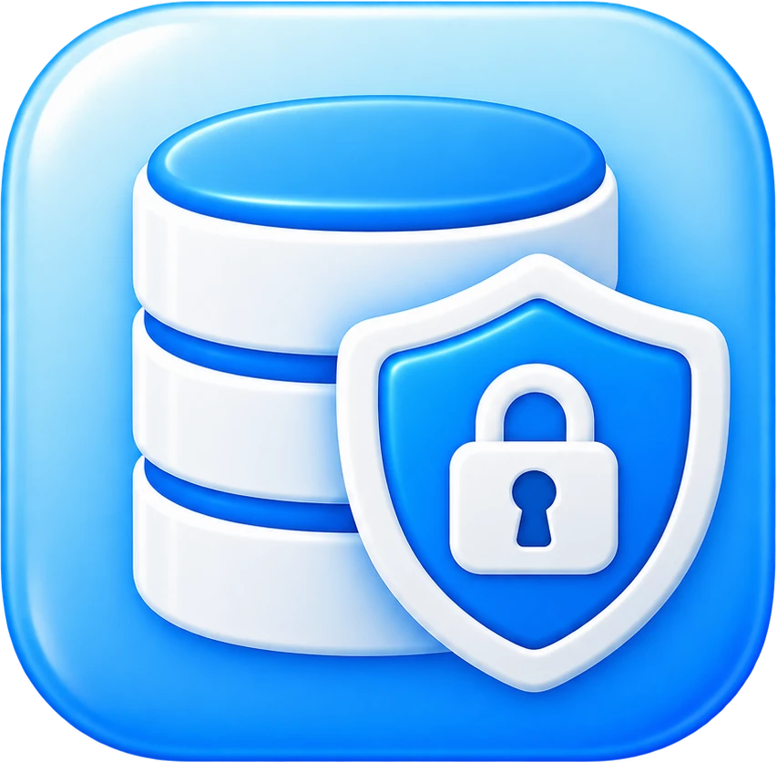 Data protection icon representing secure business data, backups, storage, and information security
