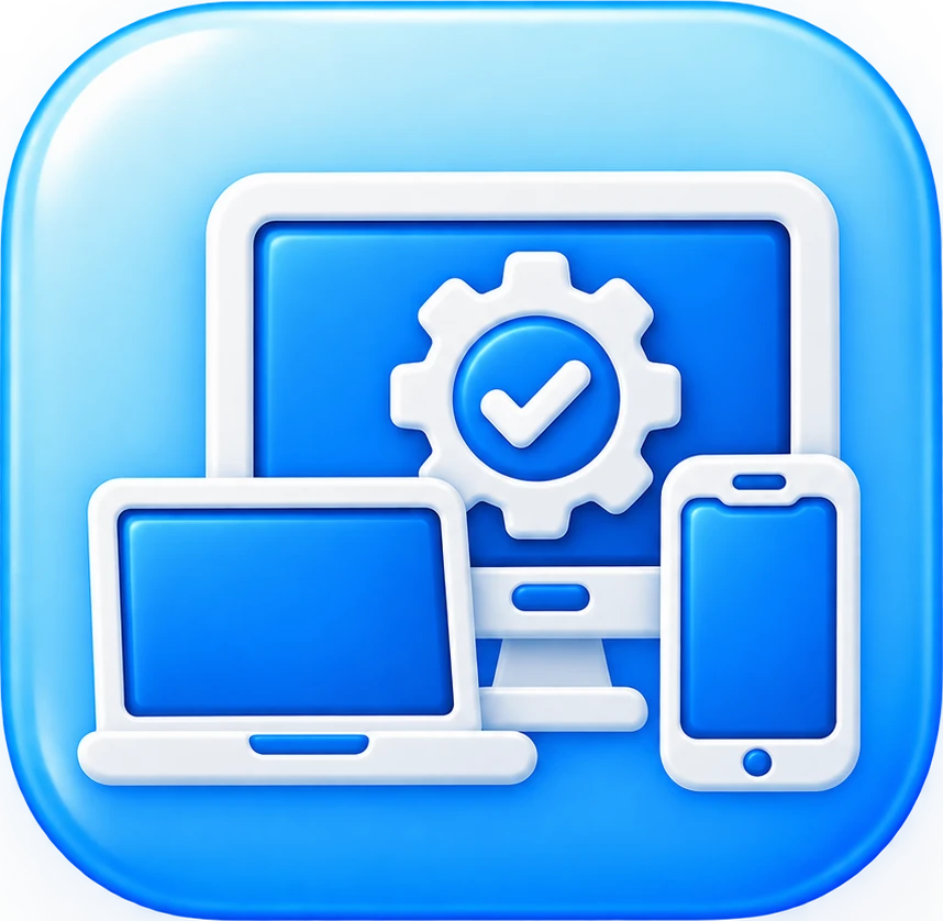 Managed devices icon representing centralized management of business computers, laptops, and mobile devices