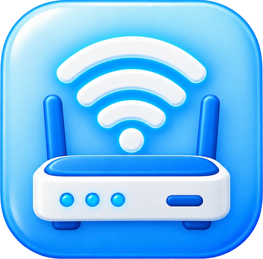 Reliable business network services icon representing secure Wi-Fi, connectivity, and network infrastructure