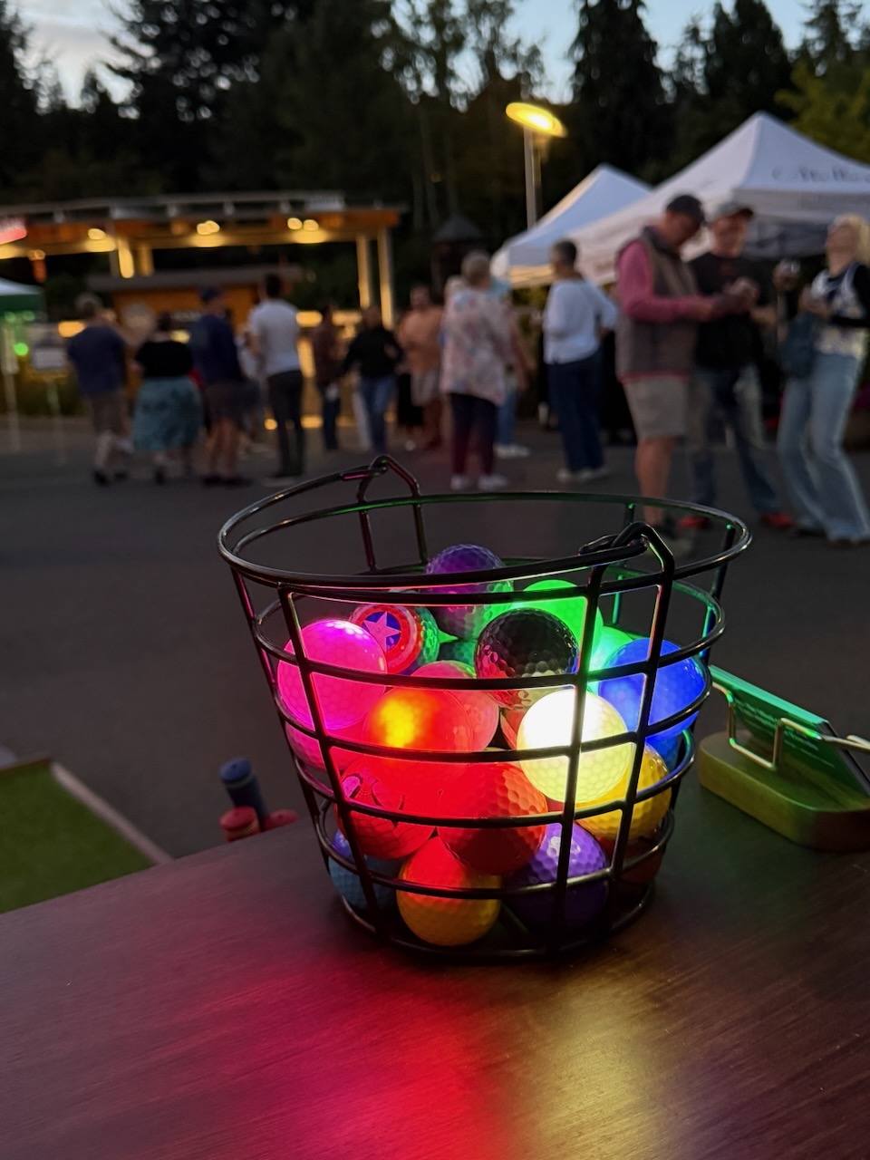 Guests playing mobile mini golf during Oregon Zoo Nights