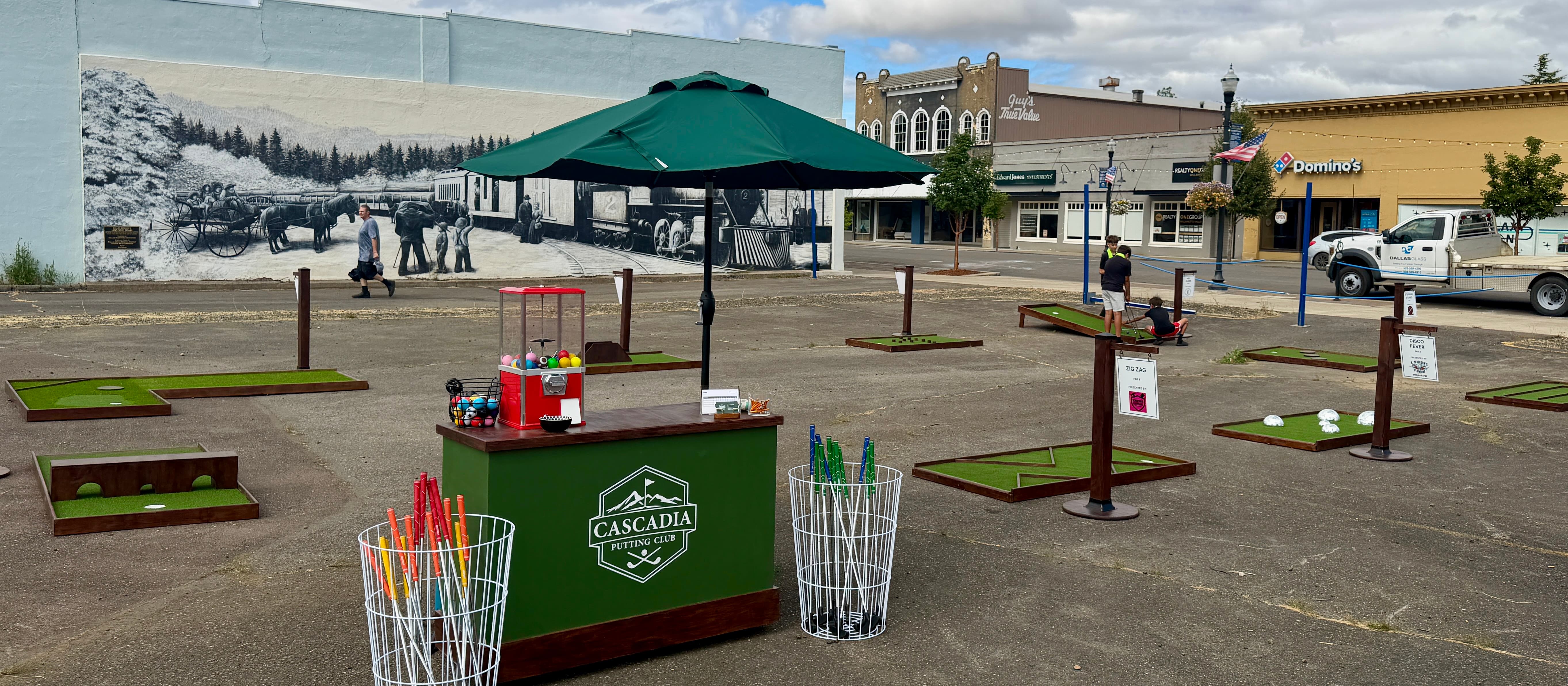 Nine-hole mobile mini golf course at Dallas Days