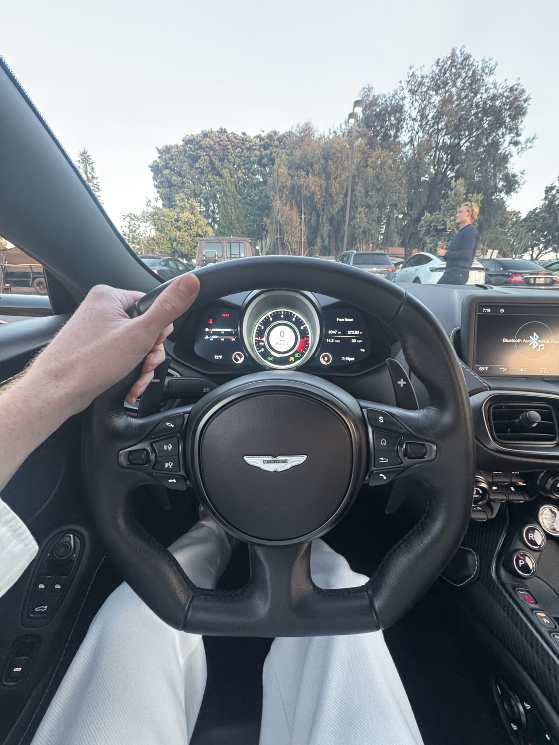Behind the wheel of an Aston Martin from the Prometheus Exotics network in Southern California