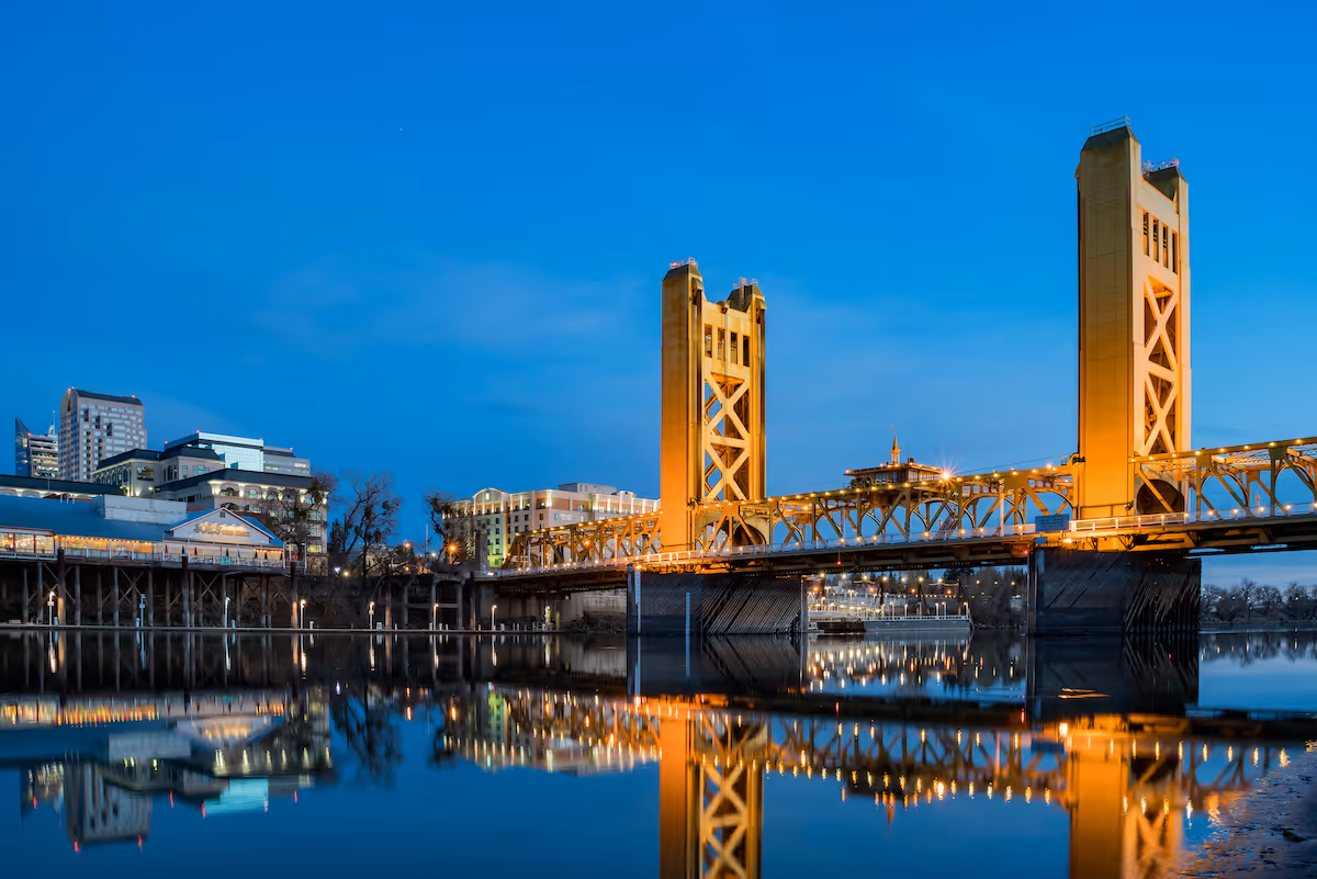 Golden bridge stock image