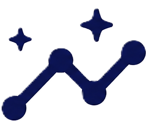 Line graph with four data points and two sparkle stars above it.