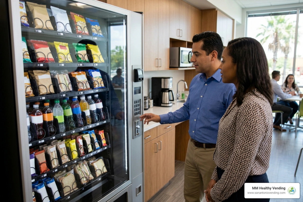 Commercial breakroom vending setup Commercial breakroom vending setup