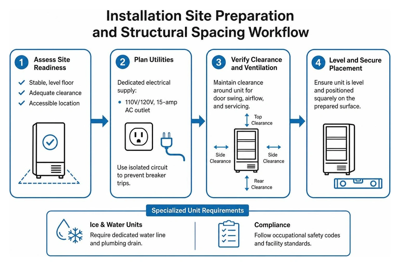 Installation site preparation and structural spacing workflow
