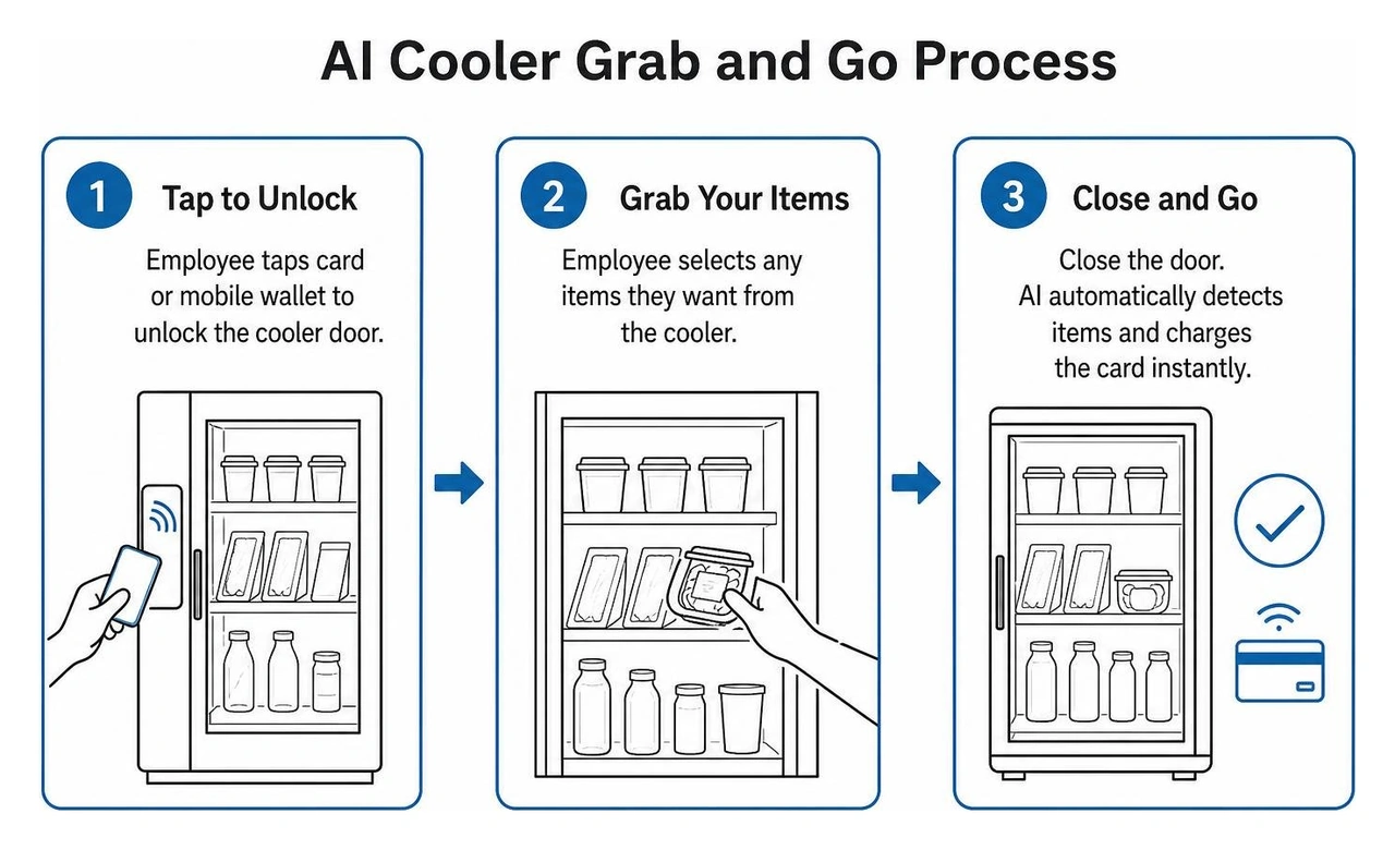 AI cooler grab and go process AI cooler grab and go process