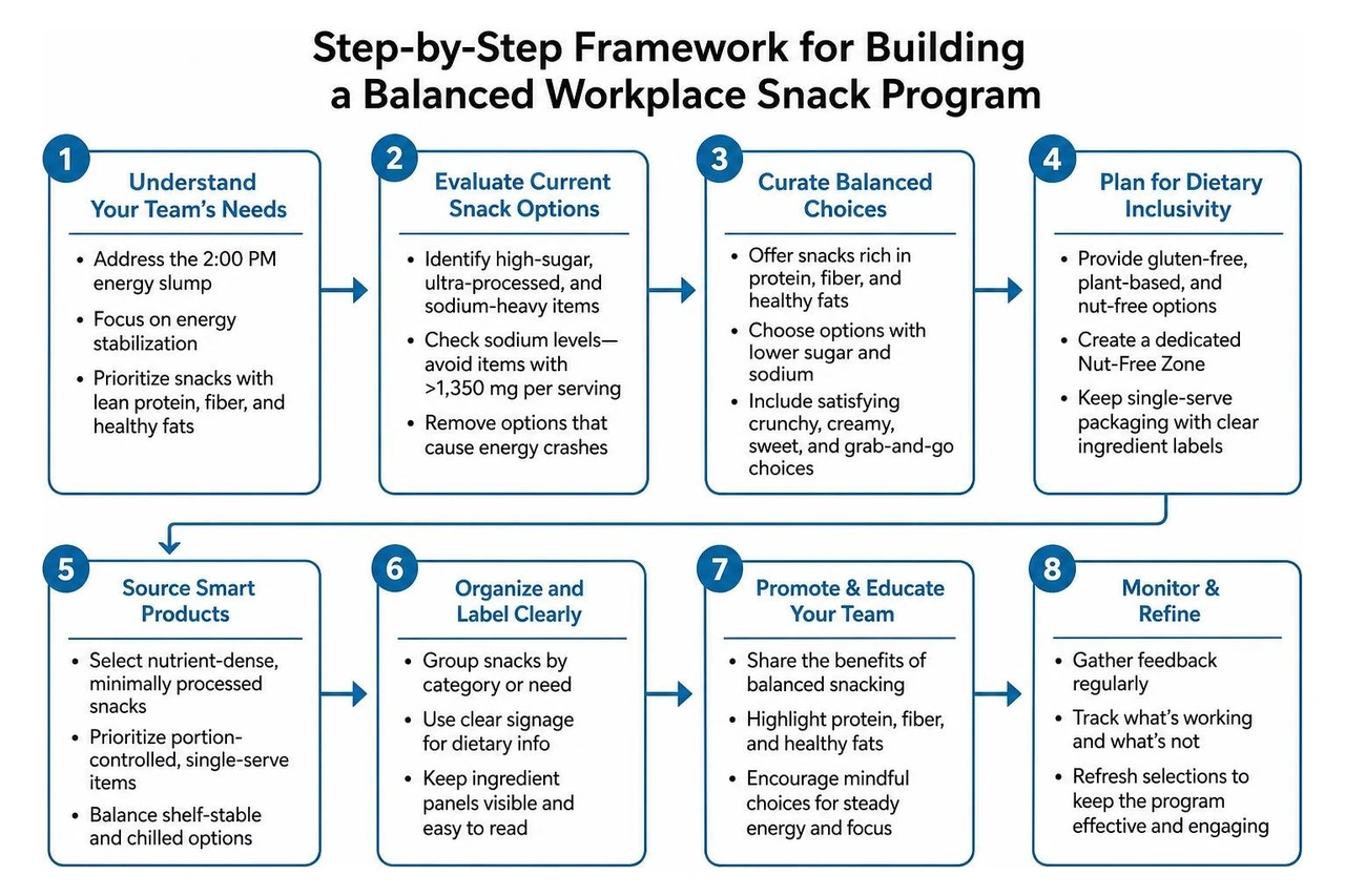 Step-by-step framework for building a balanced workplace snack program